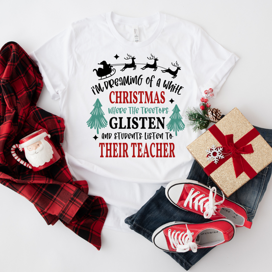 White Christmas Teacher Shirt