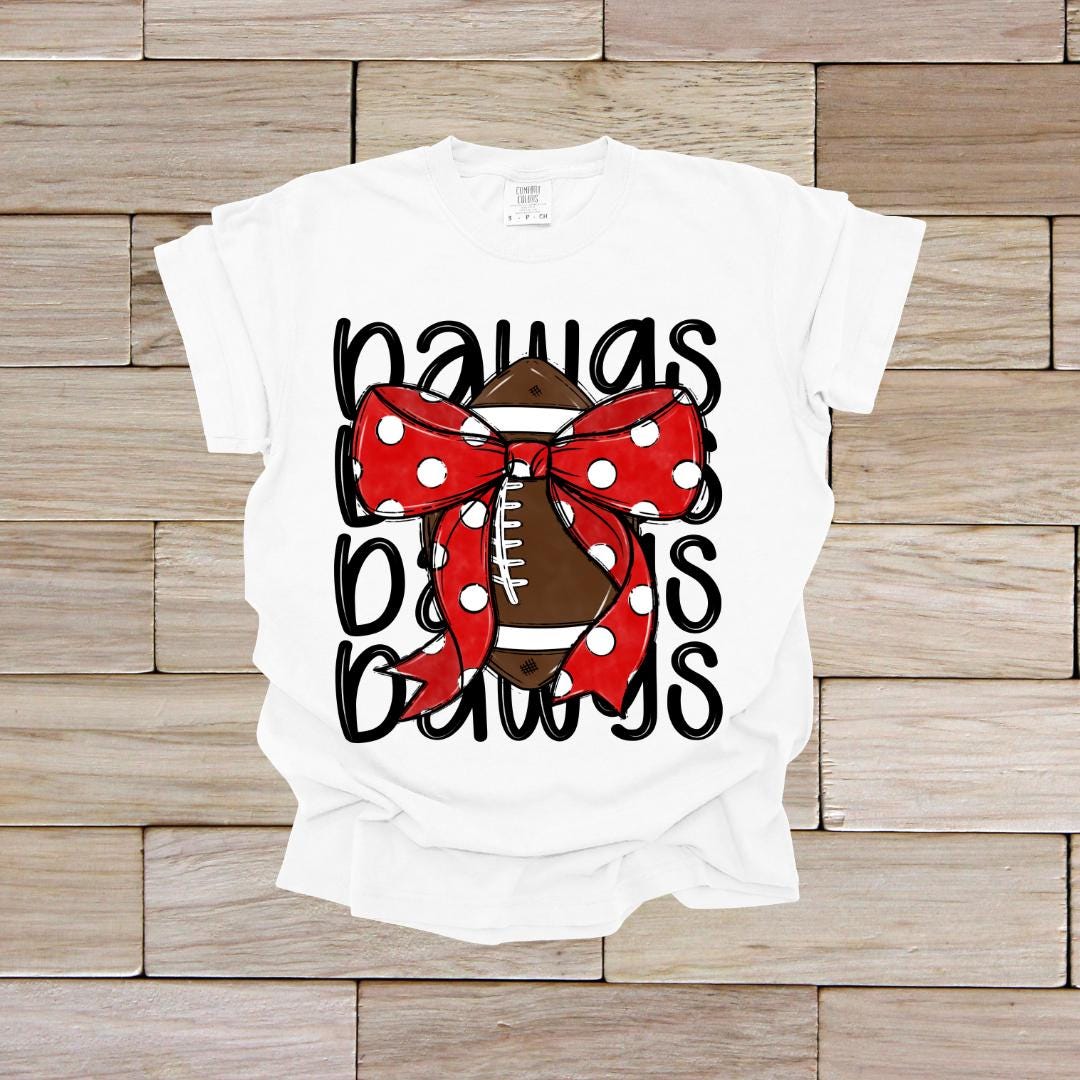 Georgia Football Shirt Short Sleeve, Georgia Bow Shirt, Go Dawgs, UGA Football