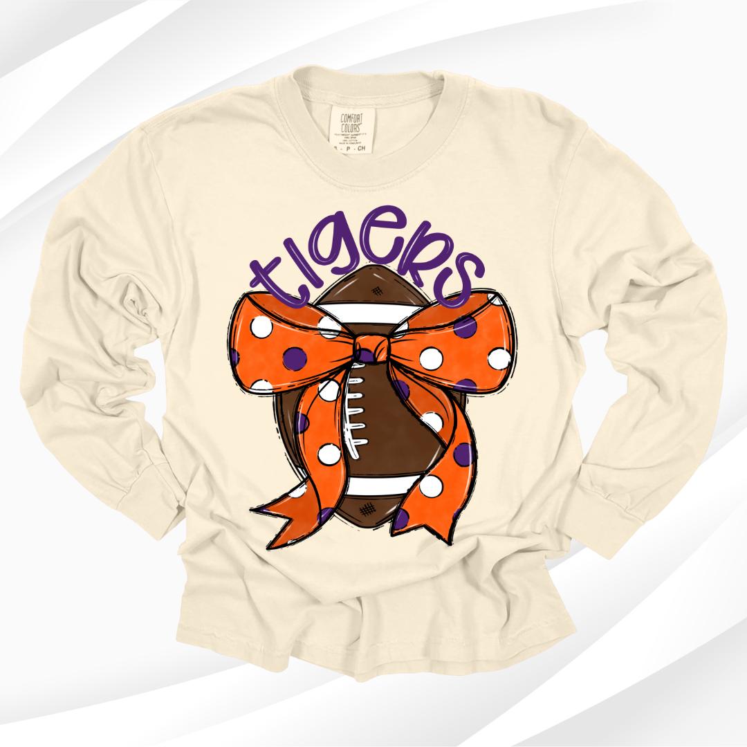 Clemson Football Shirt Long Sleeve, Clemson Bow Shirt, Go Tigers, Clemson Football